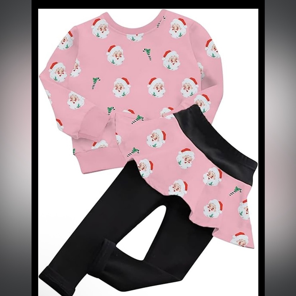 Santa Print Pink and Black set